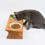 LOVEPET Solid Bamboo Elevated Pet Dining Table Pet Feeder Bowl for Small Dogs and Cats Raised Stand with Two Bowls