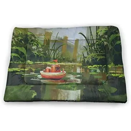 DayDayFun Fantasy Cute Pattern Pet Mat Sorcerer Woman with Red Dress Standing on Water with Lanterns on Air Fantasy Art Pet Mats for Food and Water Navy Blue DayDayFun Fantasy Cute Pattern Pet Mat Sorcerer Woman with Red Dress Standing on Water with Lanterns on Air Fantasy Art Pet Mats for Food and Water Navy Blue