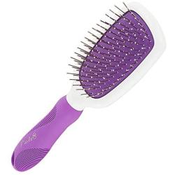 Stainless Steel Grooming Brush for Dogs - Ever Gentle Slicker Brush with Rubber Handle and Hook