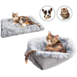 Sensfun Pet Bed for Cats Small Dogs, Function 2 in 1 Soft Plush Blanket for Indoor Cats Dogs Fluffy Pet Bed for Kittens Puppy Dog, Machine Wash & Dryer Friendly