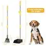 FOCUSPET Dog Pooper Scooper, Poop Scooper for Dogs Upgraded Adjustable Long Handle Metal Pet Poop Tray and Rake Set for Large & Small Dogs, Pet Waste Removal Scoop for Pets, Dirt, Gravel, Lawns, Grass
