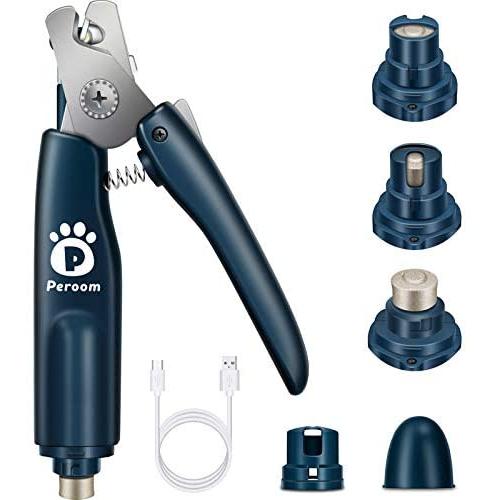 Peroom Dog Nail Grinder with 2 LED Light, Pet Dog Nail Clippers and Trimmers with Nail Storage Box, Low Noise Electric Dog Nail Trimmers Grooming for Small Medium Large Dogs and Cats