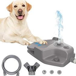 Dog Water Fountain Step On Dog Sprinkler Toy, Easy Paw Activated Drinking Pet Dispenser with 3-Pattern Spray Modes for Small Medium Large Dogs Happiness and Fun, Including 9.8ft Hose & 2-Way Splitter