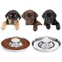 KASBAH Stainless Steel Dog Bowls for Puppy, 2 Pack Puppy Feeder Bowl for Feeding Food and Water Weaning Pet Feeder Bowl Water Bowl for Small Dogs/Cats/Pets