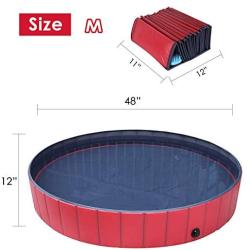 pedy Dog Swimming Pool with Brush, Collapsible Pet Bath Pool Foldable Bathing Tub Kiddie Pool for Dogs Cats and Kids