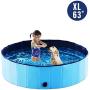 Exciting Foldable Pet Swimming Pool – Size XXL 63inch Portable Dog Pet Bath Wash Tub - Collapsible Pets PVC Bathing Tub – Hard Plastic Outdoor Kiddie Bathtub for Dogs, Cats, Baby, Children & Kids