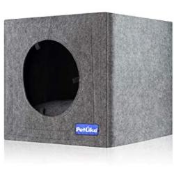 PetLike Cat House Collapsible Cat Cave with Removable Cushion Stackable Cat Cube Cat Tent Bed for Indoor Cats/Cat Condo