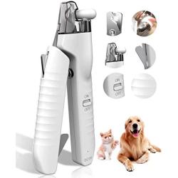 Fenley Cat Dog Nail Clippers with LED Light, Durable Sharp Blades for Large Small Dog Cat Nail Trimmers, Nail File- Ergonomic Non Slip Handle- Nail Storage Pet Puppy Nail Clippers White