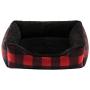 Hollypet Printed Flannel Rectangle Plush Dog Cat Bed Self-Warming Pet Bed, Red Checked