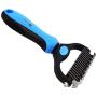 GSODC Pet Grooming Brush Tool 2 in 1 Sided Undercoat Rake for Cats & Dogs 17&9 Teeth Safe Dematting Comb for Easy Mats & Tangles Removing - No More Nasty Shedding and Flying Hair