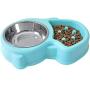 Slow Feed Anti-Choke Pet Bowl Feeder with Stainless Steel Metal Dog Water Bowl - Prevents Pets Eating Quickly Avoids Bloat - Squirrel Pattern (Green, Pink, Blue)