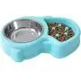 Slow Feed Anti-Choke Pet Bowl Feeder with Stainless Steel Metal Dog Water Bowl - Prevents Pets Eating Quickly Avoids Bloat - Squirrel Pattern (Green, Pink, Blue)