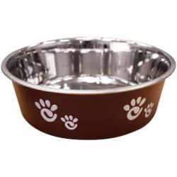 Ethical Pet Barcelona Matte and Stainless Steel Pet Dish, 16-Ounce, Chocolate