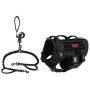 Large Tactical Dog Harness Sets, No Pulling Adjustable Dog Vest Harness, Heavy Duty Dog Harness with 3 Handles(Black)