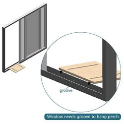 Petsfit Safety Sturdy Cat Window Perch, Natural Solid Wood and Long-haired Cushion, Without Damage, Not Fit All Windows