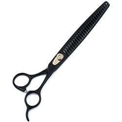 7/9 inch Professional Japanese 440C Dog Chunker Shears Pet Grooming Thinning Scissors with Adjustment Screw (B-9 inch-Black Chunker)