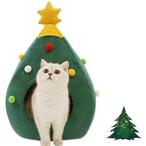 Ushang Pet Chirstmas Tree Cat House Bed, Green Portalbe Indoor Pet House for Kitten Cat Cave Tent Ushang Pet Chirstmas Tree Cat House Bed, Green Portalbe Indoor Pet House for Kitten Cat Cave Tent