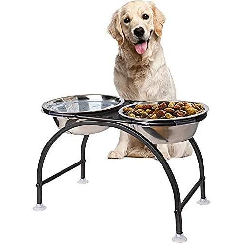 AISHN Elevated Dog Bowls Iron Stand Raised Pet Dog Feeder, 2 Removable Reusable Dog Bowls Stainless Steel Food and Water with Stand for Dogs