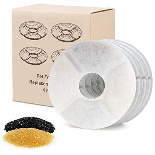 SAMANIJA Cat Water Fountain Filters for Flower Fountain Pet Fountain Replacement Filters with Resin and Active Carbon for Automatic Flower Water Dispenser Drinking Fountain 4 Pack