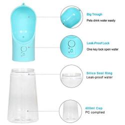 UPSKY Dog Water Bottle Portable Pet Water Bottle Leak Proof Dog Water Dispenser, Lightweight Dog Travel Water Bottle Bowl for Walking 400ml (Blue)