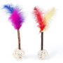 N/ hfjeigbeujfg Squeak Toys,Molar Chew Play Toy Dog Cats Puppy Pet Matatabi Rattan Ball Bell Feather Teaser Chew Stick Molar Toy - Random Color