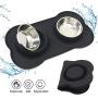 Double Dog Bowl, Stainless Steel Food and Water Bowl Food Scoop Pet Feeding Dish with Non Spill Silicone Mat for Puppy Dog Cat