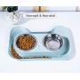 Hovico Dog Cat Bowls Set with Double Stainless Steel Feeder Bowls and Wider Non Skid Spill Proof Silicone Mat, Pet Feeder Bowls Small Puppy Bowl for Small Dogs Cats