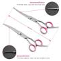 4CR Stainless Steel Dog Grooming Scissors Kit with Safe Round Tip, Professional Grooming Scissors for Cats, 5 in 1 Scissors Set, Pet Grooming Trimmer Kit Thinning Straight Curved Shears Comb for Pet