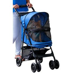 Pet Gear No-Zip Happy Trails Pet Stroller for Cats/Dogs, Zipperless Entry, Easy Fold with Removable Liner, Storage Basket + Cup Holder