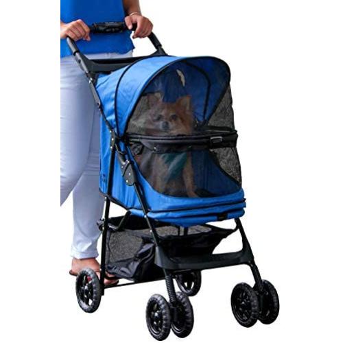 Pet Gear No-Zip Happy Trails Pet Stroller for Cats/Dogs, Zipperless Entry, Easy Fold with Removable Liner, Storage Basket + Cup Holder