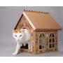 Gingerloaf House - Christmas Holiday Gingerbread Playhouse for Cats, Kittens, Rabbits & Bunny. Cardboard Box House Condo Cave Includes Giant Sticker Sheet for Decorating