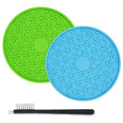 Jondarla 2pcs Dog Lick Pad, Lick Mat for Dog Shower and Grooming, Silicone Dog Slow Feeder, Durable Dog Bathing Tool, Dog Peanut Butter Lick Pad, 37 Super Suctions to Smooth Wall, Safe and Fun