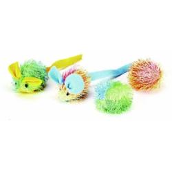 Ethical Stringy Mice and Ball with Catnip Cat Toy, 4-Pack