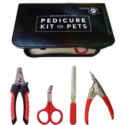 Gou Gou Pets Pedicure Kit - 3 Nail Clippers Plus File in a Compact Travel Carry Case