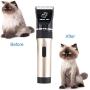 Dog Clippers Cat Shaver, Professional Hair Grooming Clippers Detachable Blades Cordless Rechargeable with Guards, Combs for Dog Cat Small Animal, Quiet Animal Horse Clippers (Gold)