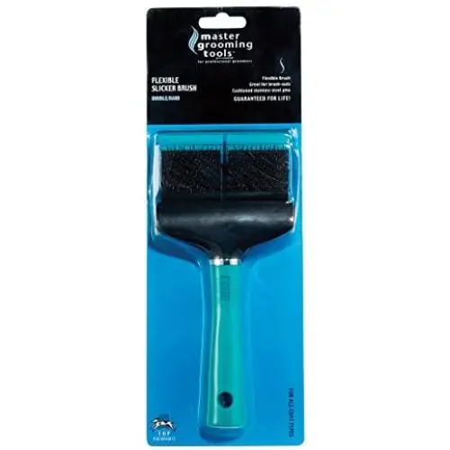 Master Grooming Tools Double-Sided Hard Flexible Slicker Brushes — Versatile Brushes for Grooming Dogs - Green, 8''L x 4''W