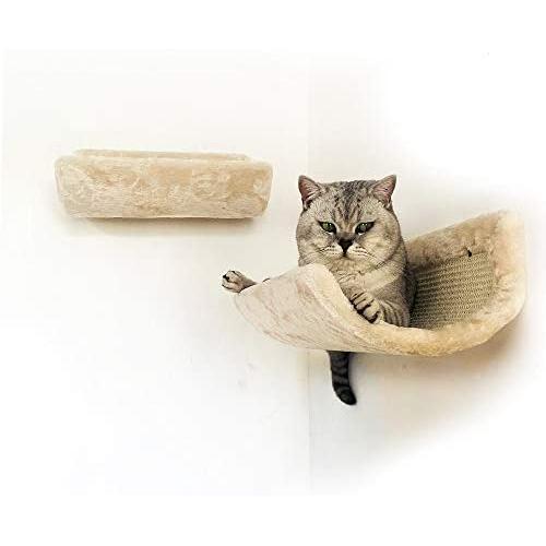 BIG NOSE- Cat Perch Wall Floating Shelves with Sisal Scratching Mat Set of 2 Embrace Design