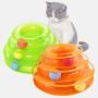 Three Levels Pet Cat Toy Tower Tracks Disc Cat Intelligence Amusement Triple Disc Cat Toys Ball Training Amusement Cat Tower