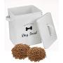 Morezi Dog Cat Treat and Food Storage Tin with Lid and Scoop Included - White Powder-Coated Carbon Steel - Rubber Seal Lids Safety - Storage Canister Tins