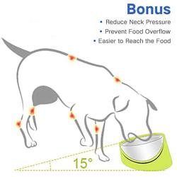 Super Design Mess Free 15 Degree Slanted Bowl for Dogs and Cats, Tilted Angle Bulldog Bowl Pet Feeder, Non-Skid &amp; Non-Spill, Easier to Reach Food M/1.5 Cup Marble