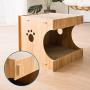 HIPIPET Cat Cardboard Scratcher House Hideaway Beds Box with 4 Replacement Cat Scratch Pad Detachable Cat Cave Bed Lounge, Cat Hut with Catnip