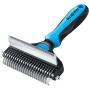 Bougainvillea Pet Grooming Tool - Anipaw 2 Sided Undercoat Rake for Cats & Dogs, Safe Dematting Comb for Easy Mats & Tangles Removing, Best Pet Grooming Brush for Medium and Long Haired
