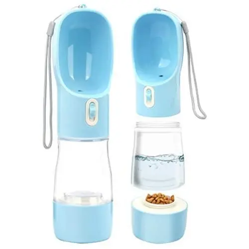 Szxc Portable Dog Water Bottle with Feeder & Food Compartment - Puppy Pets Outdoor Walking, Hiking, Travel Water Dispenser - Leak Proof, BPA Free Szxc Portable Dog Water Bottle with Feeder & Food Compartment - Puppy Pets Outdoor Walking, Hiking, Travel Water Dispenser - Leak Proof, BPA Free