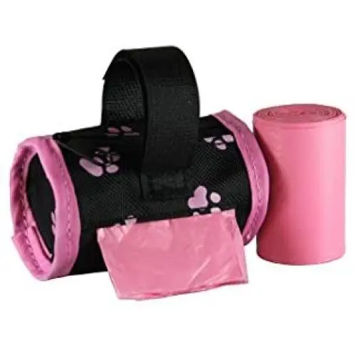 Five Star Pet Barrel Style Dispenser with 2 Rolls Made in USA Easy Open Poop Bags Dog Waste Bags (Pink Paw)