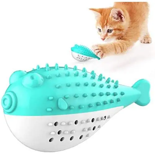 WZBP Cat Toys, Indoor Catnip Toys for Cats Silicone Fish cat Toothbrush Interactive chew Toy for pet Cats Suitable for All cat Species Dental Cleaning Care