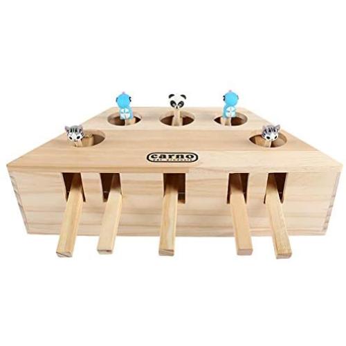 HSHXY Cat Puzzle Toy Kittens Interactive Toys, Funny Hunt Toy Solid Wooden Whack A Mole Mouse, Motion Activated Fun for Cats and Dogs