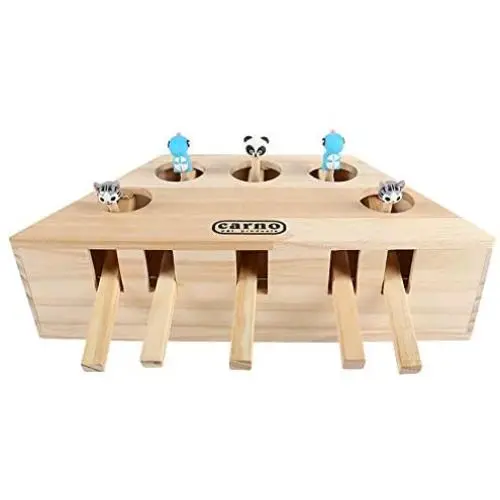 HSHXY Cat Puzzle Toy Kittens Interactive Toys, Funny Hunt Toy Solid Wooden Whack A Mole Mouse, Motion Activated Fun for Cats and Dogs
