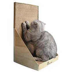 Pawmosa Cat Scratcher, Vertical Cardboard Cats Scratching Post, Lounge Bed as Furniture Protector and Home Décor Include Free Catnip (Honey)
