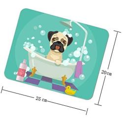 Nursery,Pug Dog in Bathtub Grooming Salon Service Shampoo Rubber Duck Pets in Cartoon Style Image Square Mouse Pad style12 2025cm