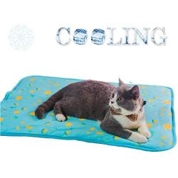 SEIS Dog Ice Pad Ice Silk Cats Kennel Mat Pet Cooling Pad Summer Cool Bamboo Mat Breathable Pad (Blue Fruit, M